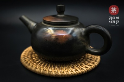 Авторский Чайник из Циньчжоу, дровяной обжиг "Черный Буратино" #93, 160мл.