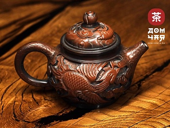 Огненный Феникс, глубокая резьба "Авторский Чайник из Гуанси", 250мл.