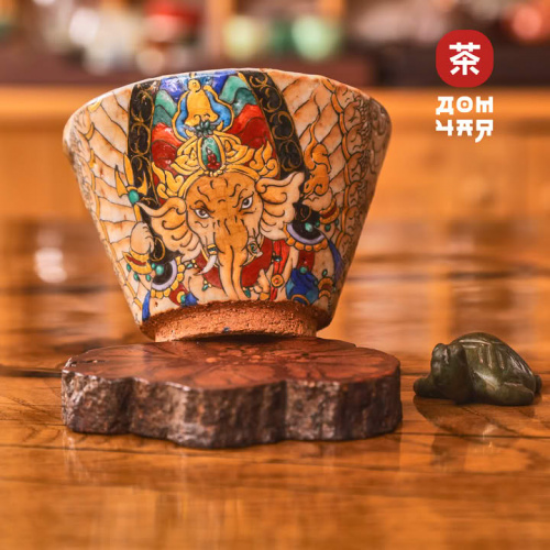 Пиала Сябони "Ганеша" Дровяной обжиг Цзиндэчжэнь, ручная роспись